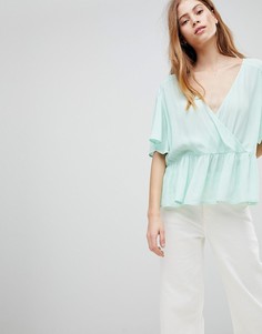 Oversize-топ с запахом и рукавами клеш ASOS DESIGN - Зеленый