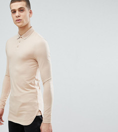 Длинный обтягивающий лонгслив-поло ASOS DESIGN Tall - Бежевый