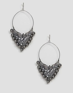 Серьги-кольца с шариками и отделкой цепочкой ASOS DESIGN - Серебряный