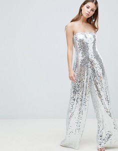 Комбинезон-бандо с пайетками ASOS DESIGN - Серебряный