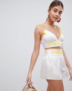 Бралетт с вышивкой PrettyLittleThing - Белый