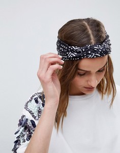 Повязка на голову с монохромным узором и декоративным узлом ASOS DESIGN - Мульти