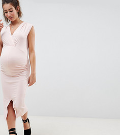 Облегающее платье с запахом и разрезом ASOS DESIGN Maternity - Розовый