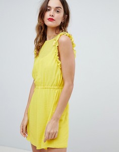 Платье мини с рюшами на рукавах Sisley - Желтый