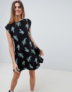 Свободное платье мини с принтом кактусов ASOS DESIGN - Мульти