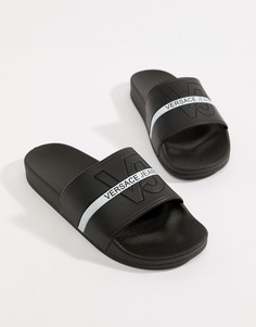 Черные шлепанцы с логотипом Versace Jeans - Черный