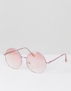 Круглые солнцезащитные очки в металлической оправе с розовыми стеклами Jeepers Peepers - Золотой