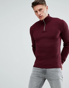 Бордовый фактурный джемпер с молнией ASOS DESIGN - Красный