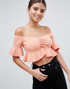 Кроп-топ с расклешенными рукавами ASOS DESIGN - Розовый