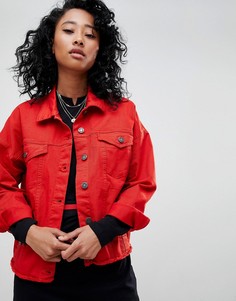 Красная джинсовая куртка с необработанным краем Noisy May - Красный
