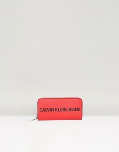 Кошелек на молнии с логотипом Calvin Klein Jeans - Красный