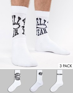 Набор из 3 пар носков с надписью Hell Yeah Religion - Белый