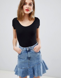 Трикотажное боди с овальным вырезом River Island Basics - Черный