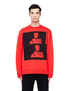 Красная толстовка с принтом RAF Simons