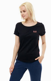 Футболка с принтом на спинке EA7