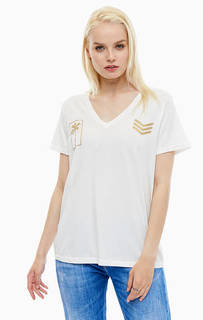 Хлопковая футболка с вышивкой на спине Replay