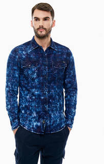 Синяя хлопковая рубашка в клетку Replay