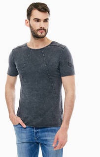 Серая футболка с рваными деталями Replay