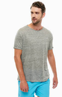 Серая льняная футболка с круглым вырезом Calvin Klein