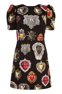 Платье из хлопкового жаккарда с принтом Dolce & Gabbana