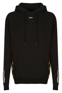 Черное худи с полосками по бокам Off White