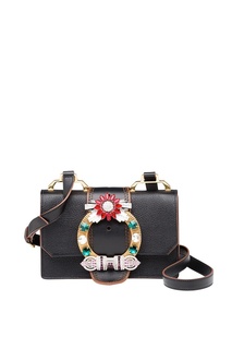 Черная сумка с декорированной пряжкой Miu Lady