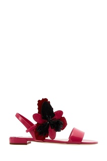 Розовые лакированные сандалии с цветами Miu Miu
