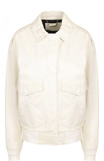 Однотонная кожаная куртка с отложным воротником Givenchy