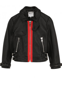 Кожаная куртка с контрастной отделкой Givenchy