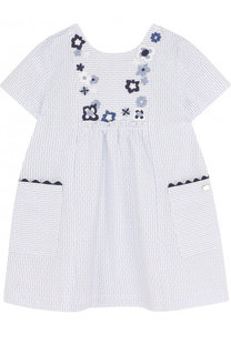 Хлопковое мини-платье свободного кроя с вышивкой Tartine Et Chocolat