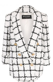 Двубортный жакет с укороченным рукавом Balmain