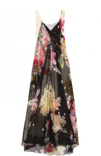 Шелковое платье свободного кроя с цветочным принтом Lanvin