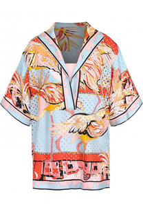 Шелковая блуза свободного кроя с принтом Emilio Pucci