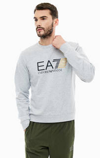 Серый свитшот из хлопка EA7