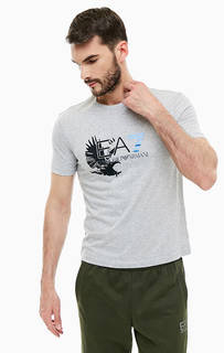 Хлопковая футболка с принтом EA7