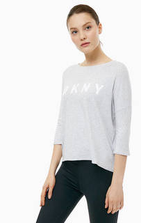 Серая футболка с рукавами три четверти Dkny