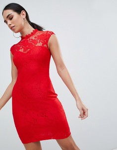 Кружевное платье-футляр Lipsy - Красный