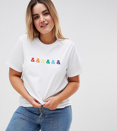 Свободная футболка с вышивкой ASOS DESIGN x GLAAD Curve - Белый
