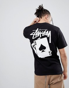 Черная футболка с принтом Stussy - Черный