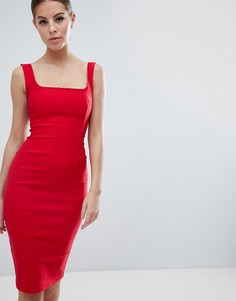 Красное платье-футляр с квадратным вырезом Vesper - Красный