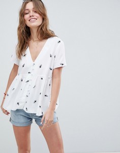 Свободный топ на пуговицах с принтом ресниц ASOS DESIGN - Мульти