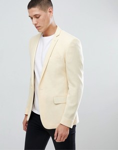 Фактурный приталенный блейзер с добавлением шерсти ASOS DESIGN - Желтый