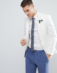 Супероблегающий белый блейзер из ткани с добавлением льна ASOS DESIGN - Белый