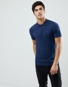 Поло темно-синего цвета обтягивающего кроя ASOS - Темно-синий