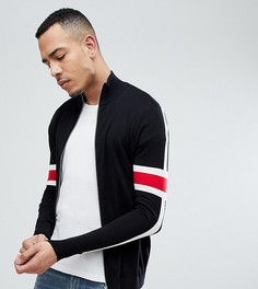 Черная спортивная куртка с рукавами в полоску ASOS DESIGN Tall - Черный