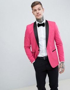 Ярко-розовый пиджак-смокинг узкого кроя с черными лацканами ASOS DESIGN - Розовый