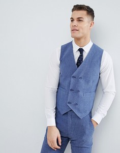 Синий жилет скинни с принтом на подкладке ASOS DESIGN Wedding - Синий