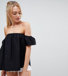 Хлопковый топ с открытыми плечами ASOS TALL - Черный