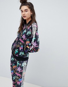 Спортивная куртка с цветочным принтом adidas Originals - Черный