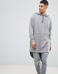 Удлиненная oversize-парка с капюшоном и молнией ASOS DESIGN - Серый